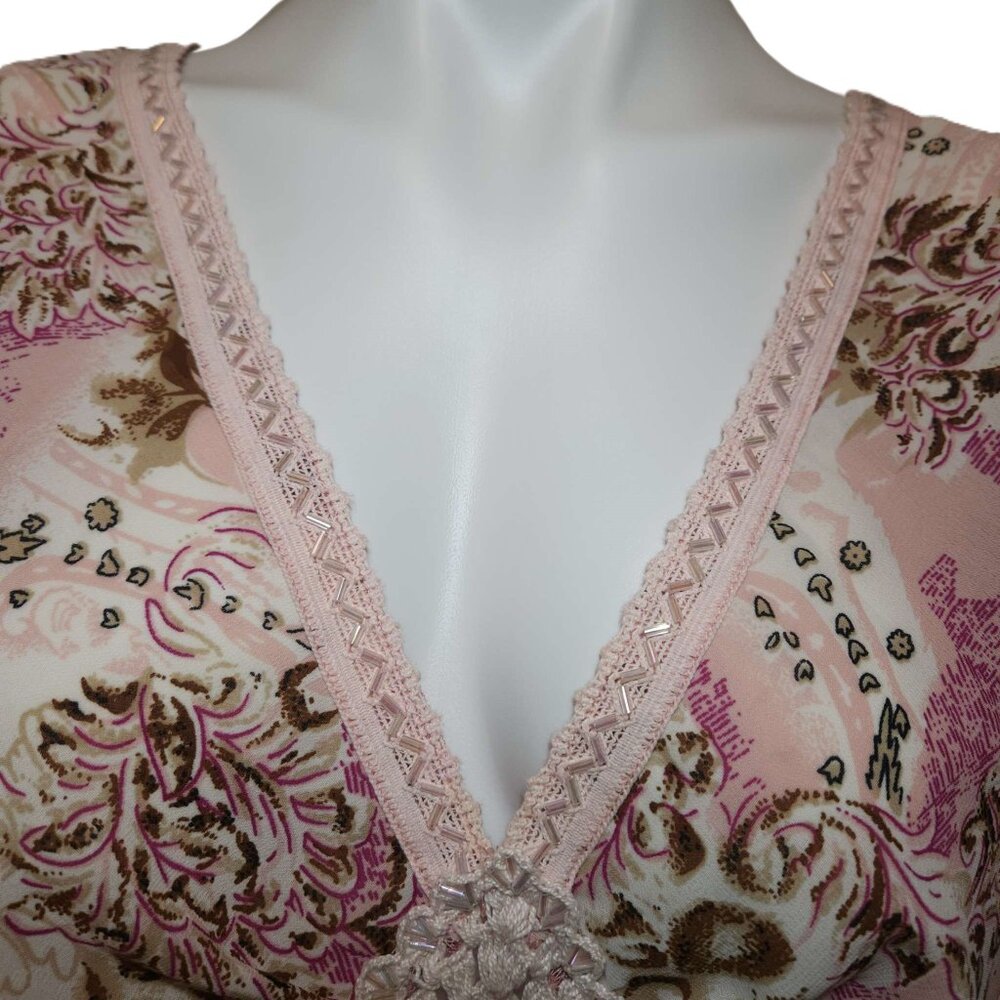 ❤️ 4/$20 Denim 24/7 top Women's 26W floral embellished blouse embroidery beaded - Picture 3 of 16